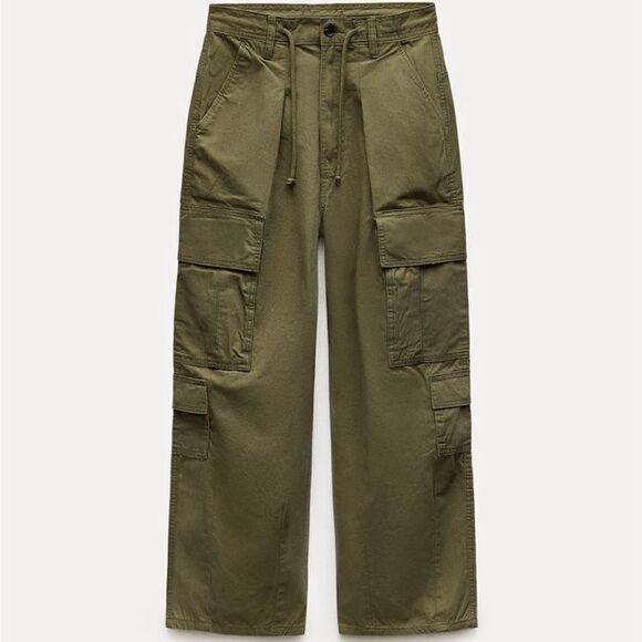 ZARA LOOSE FIT CARGO PANTS ZW COLLECTION - Picture 12 of 13
